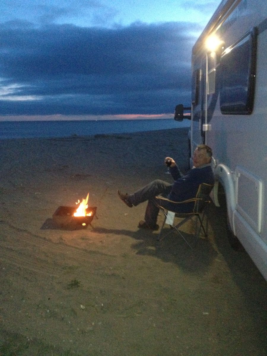 Sunset enjoying a BBQ with scottish tourer Motorhome Hire