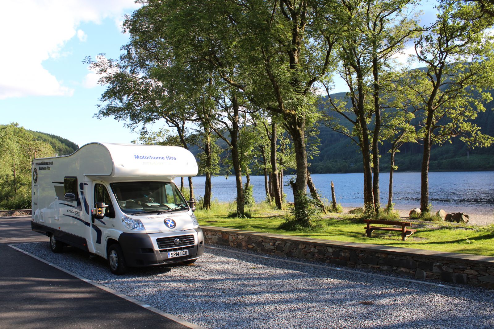 Enjoying the view of the loch from the motorhome