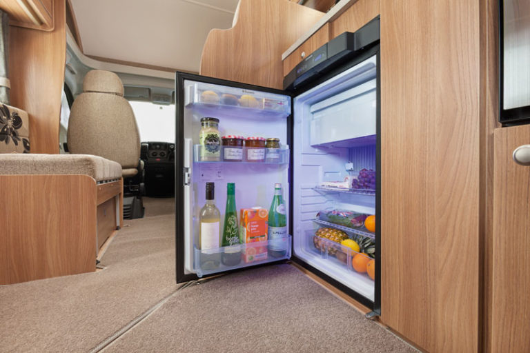 Fridge in the family motorhomes at Scottish tourer