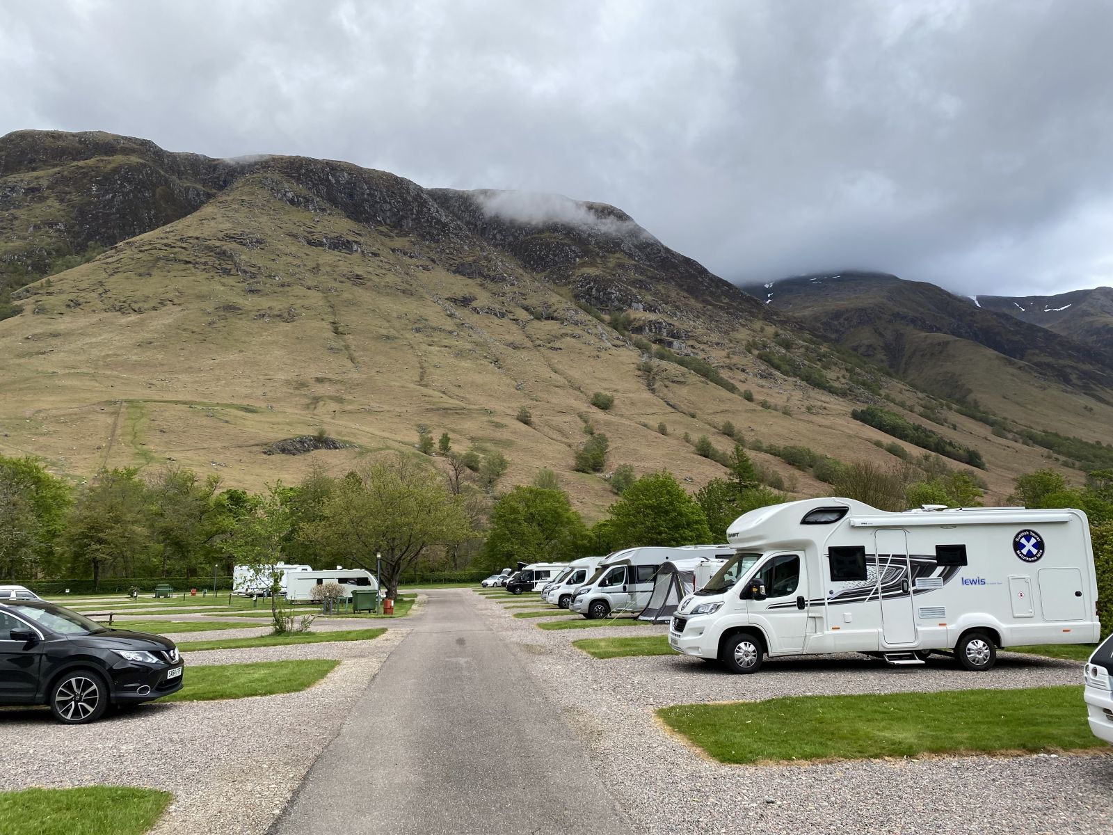 Motorhome parked on a campsite