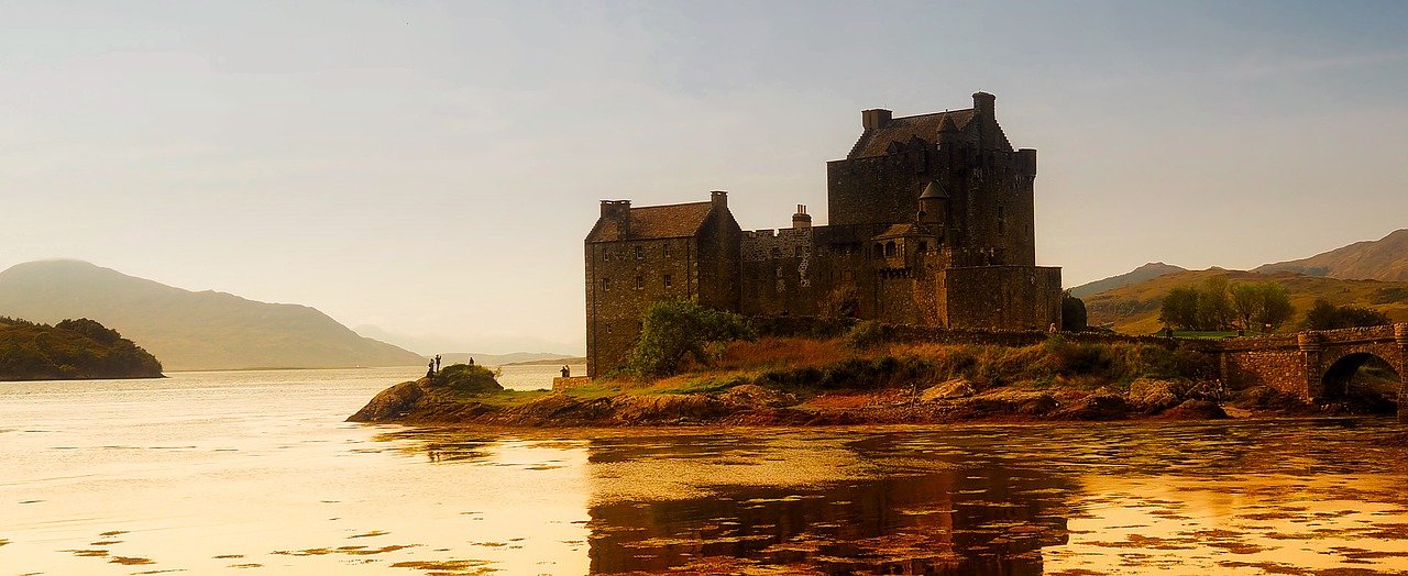 View of castle on lake