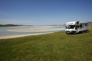 Motorhome parked on the beach on the west coast of scotland
