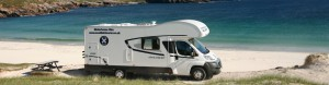 Motorhome parked beside the beach