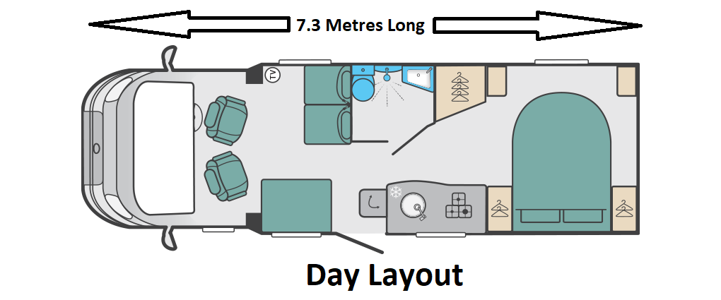 The Barra campervan daytime Layout