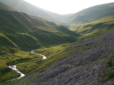 Beautiful Scottish Glen in the sunlight 