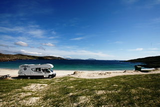 Scottish Tourer motorhome parked at the outer hebridies