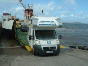 The motorhome coming off the ferry