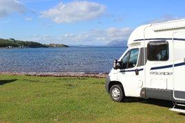 Scottish Tourer motorohme parked on beach