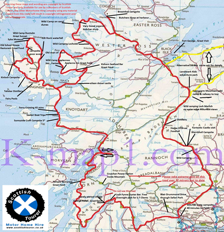 Scottish Tourer west coast route map
