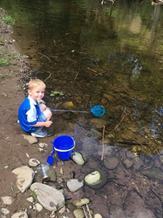 Playing in the burn with the fishing net