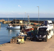 Scottish Tourer Motorohome at the harbour