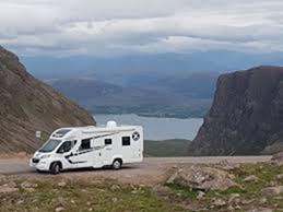 Scottish tourer motorhome at the top of the applecross pass