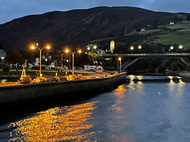 Helmsdale Harbour at night