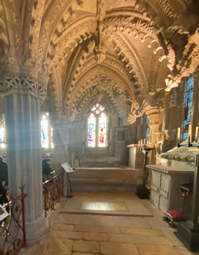 Elaborately carved Rosslyn Chapel Edinburgh