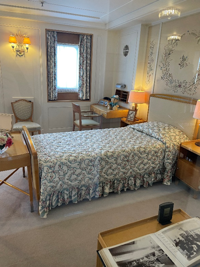 The Queens bedroom on board the royal yacht Britannia 