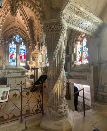 Apprentices elaborately decorated pillar at Rosslyn Chapel