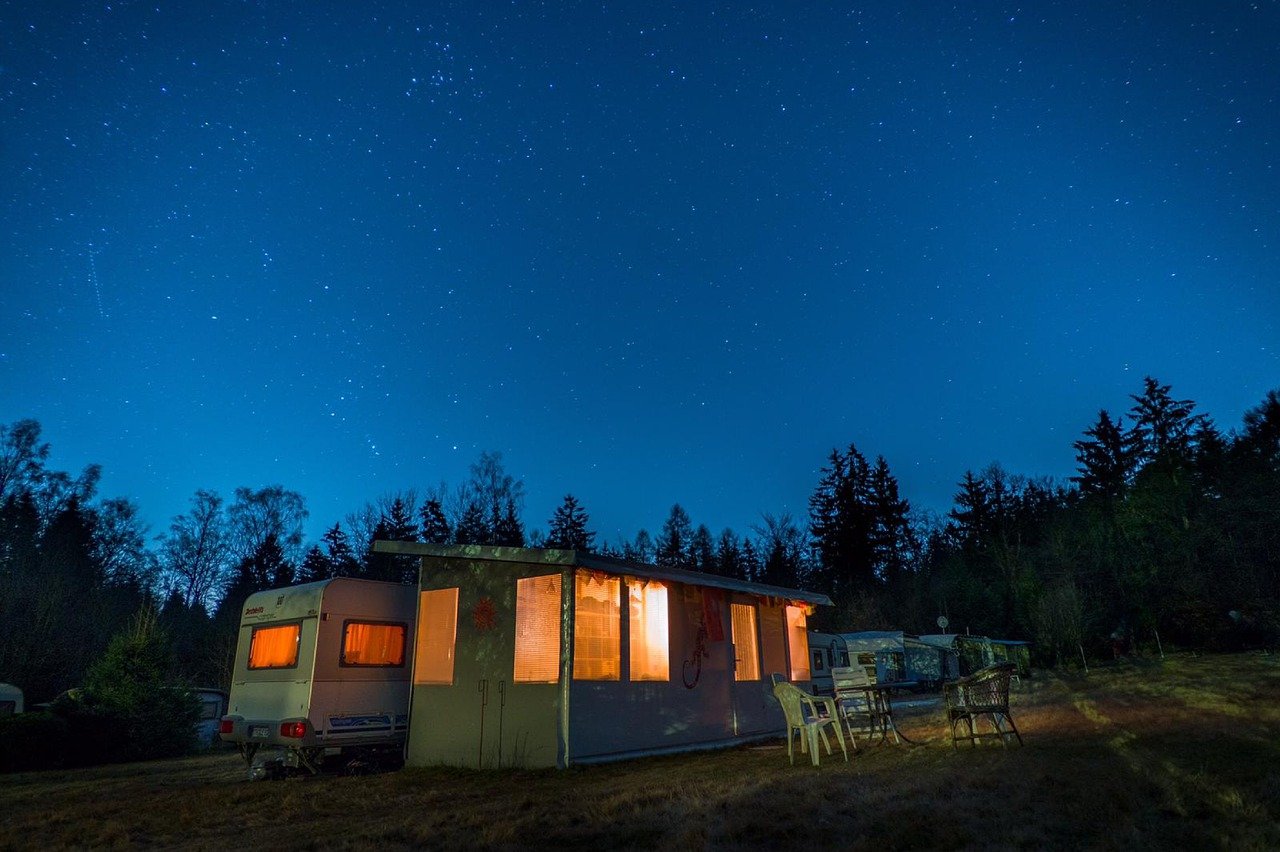 Campervan under stars